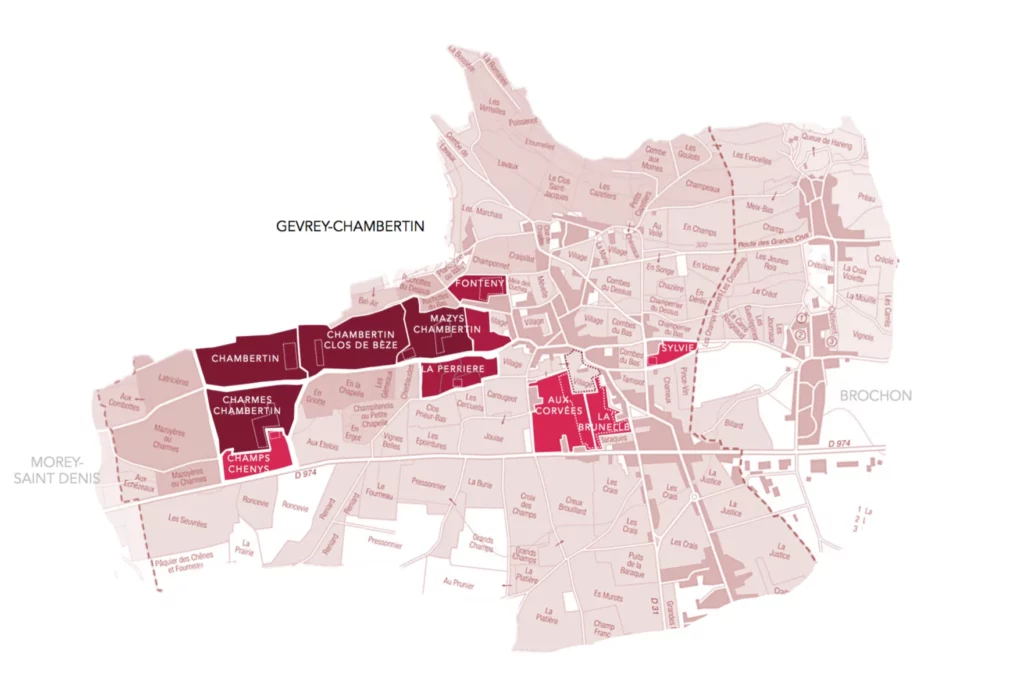 Domaine Henri Rebourseau - Carte des climats du domaine sur la commune de Gevrey-Chambertin