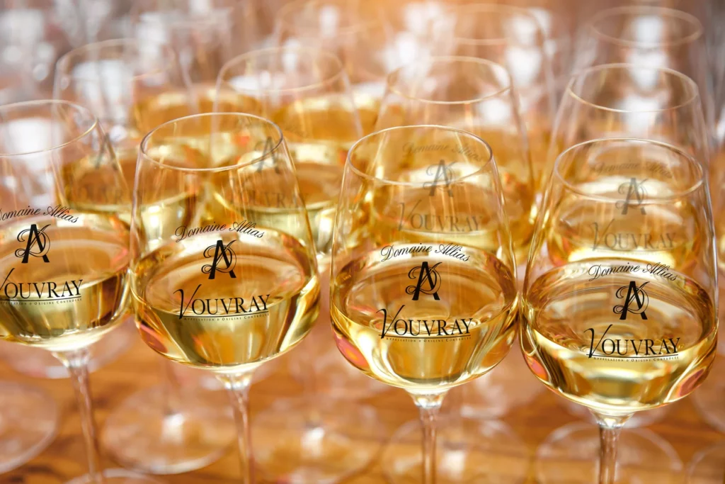 Domaine Allias - Verres de Vouvray blanc gravés au monogramme du domaine