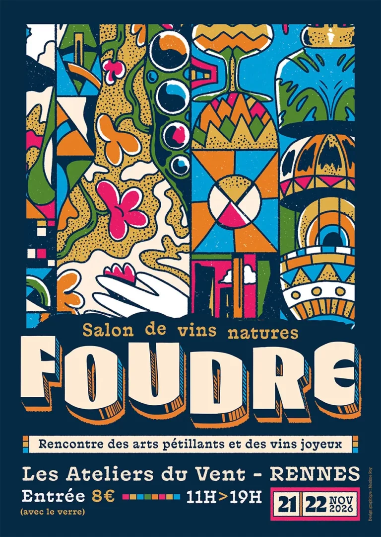 Foudre 2026 - Affiche officielle du salon de vins natures aux Ateliers du Vent, Rennes