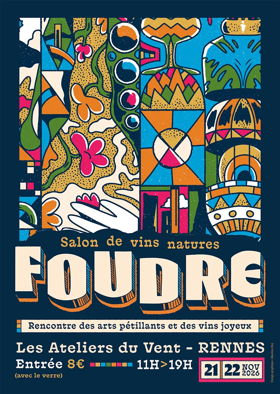 Foudre 2026 - Affiche officielle du salon de vins natures aux Ateliers du Vent, Rennes